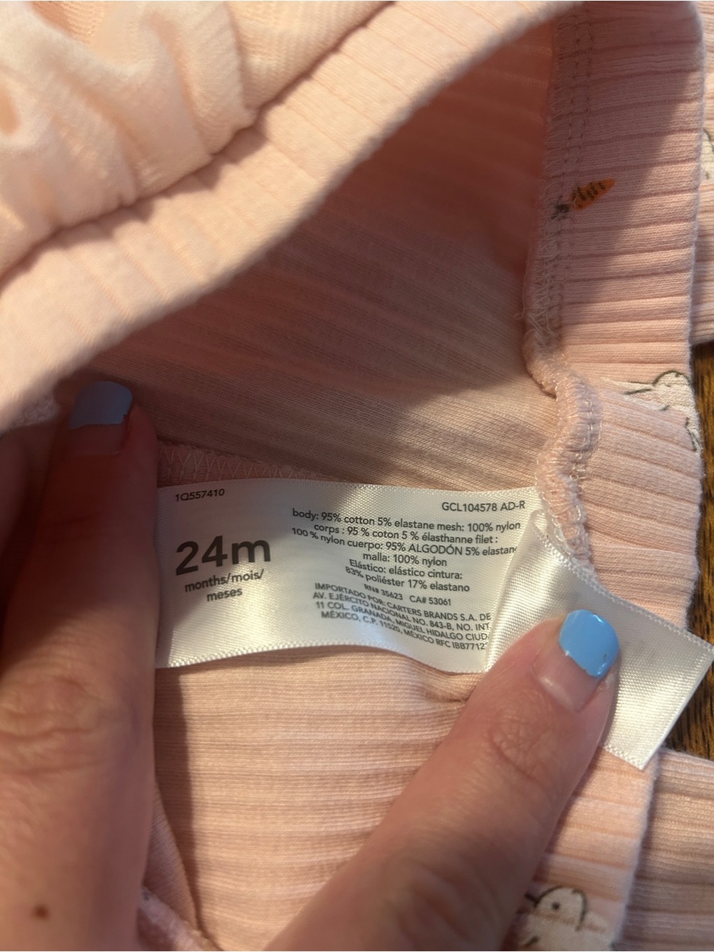 Carters Pink Tulle Ribbed Rabbit Leggings - Picture 5 of 5
